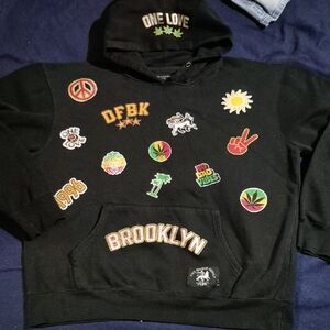 Kids Black Hoodie with Colorful Patches DFBK Brand